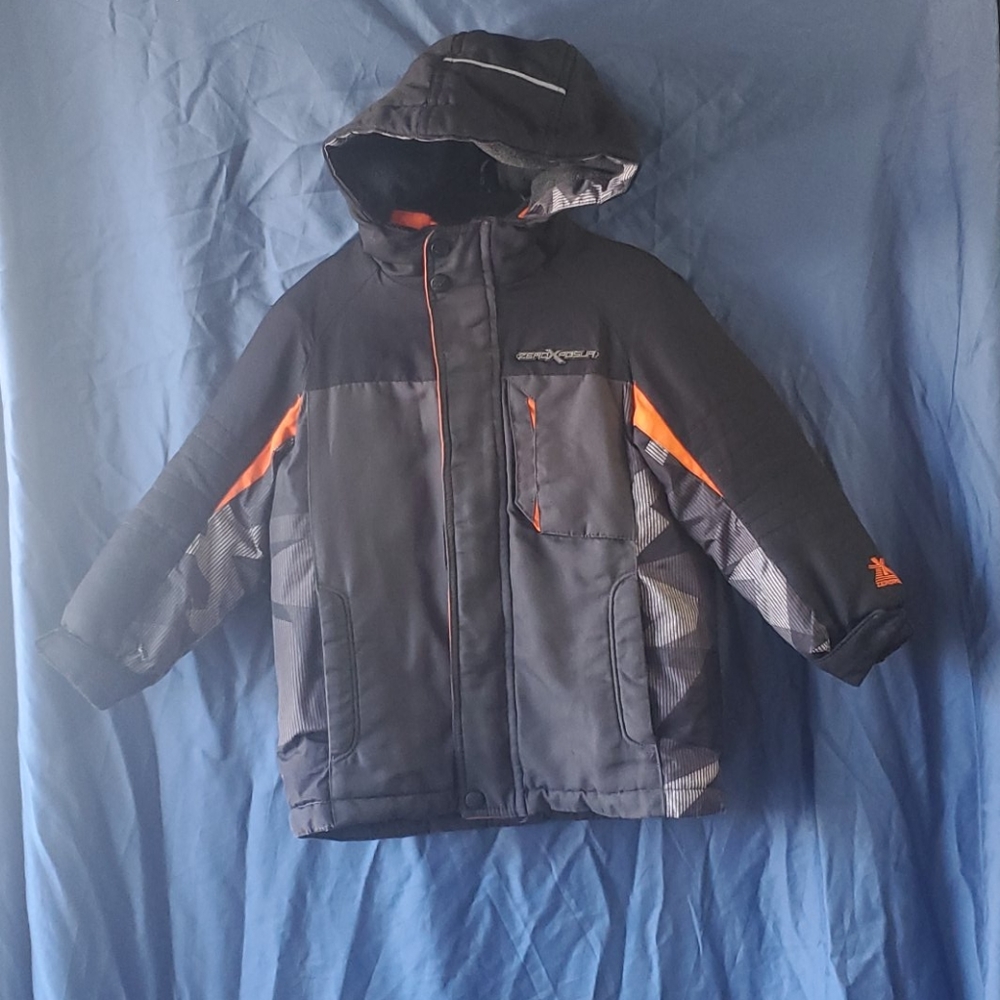 Boy 2 piece winter/ski back and neon orange jacket